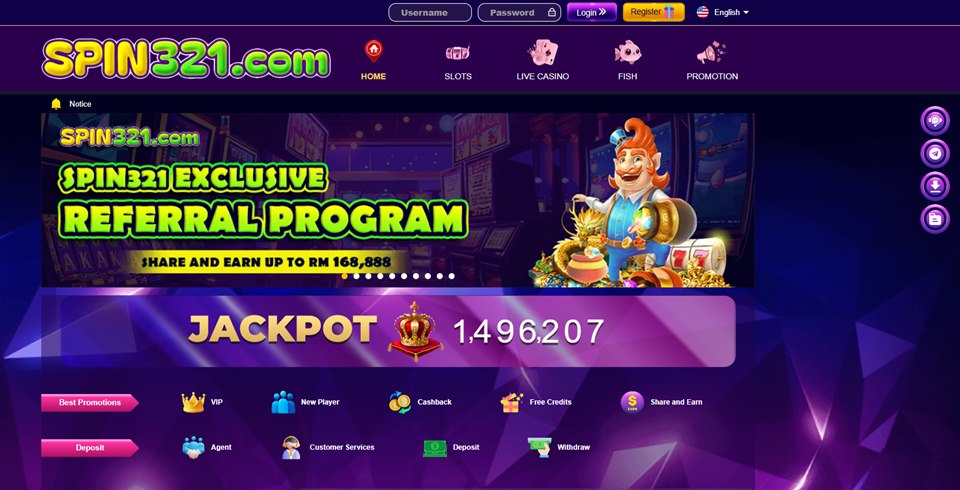 Spin321 promotional homepage preview